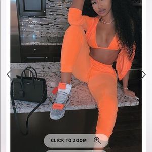 BRIGHT ORANGE VELOUR SET